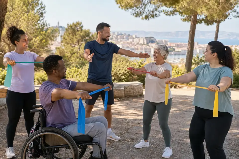 Séance de Sport-Santé adaptée et inclusive dans un parc marseillais