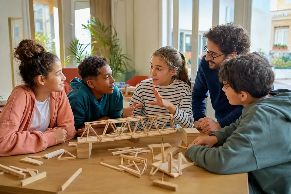 Enfants accompagnés dans une activité éducative à Marseille