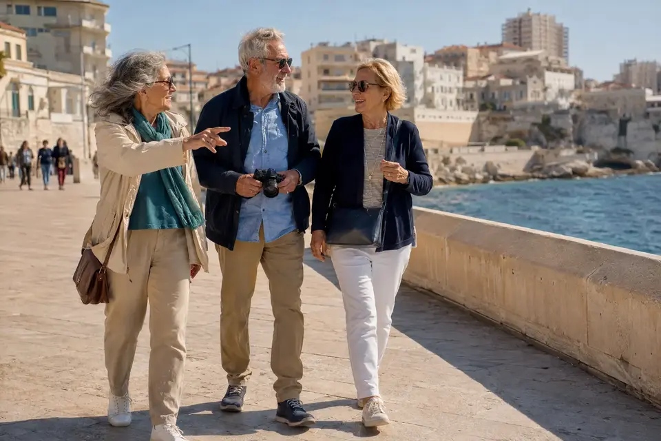Seniors actifs partageant un moment convivial à Marseille
